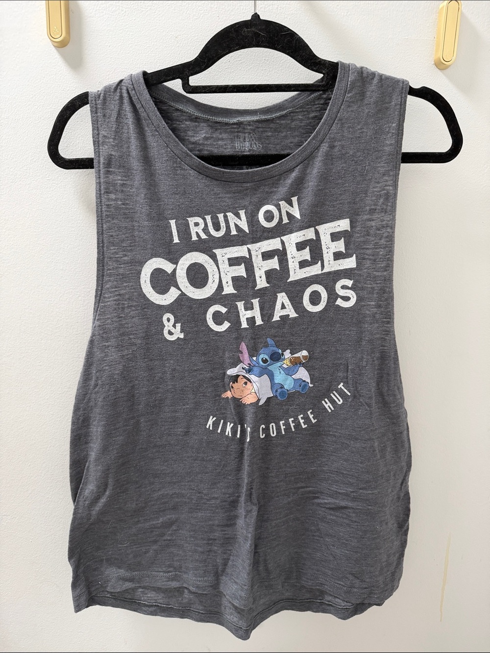 I Run On Coffee & Chaos Graphic Tank - Gray